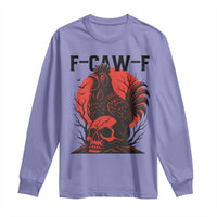 F Caw F Gothic Chicken Horror Long Sleeve Shirt Creepy Skull Rooster Halloween Dark Humor - Wonder Print Shop