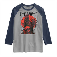F Caw F Gothic Chicken Horror Raglan Shirt Creepy Skull Rooster Halloween Dark Humor - Wonder Print Shop