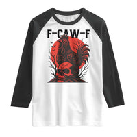 F Caw F Gothic Chicken Horror Raglan Shirt Creepy Skull Rooster Halloween Dark Humor - Wonder Print Shop