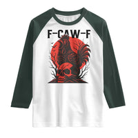 F Caw F Gothic Chicken Horror Raglan Shirt Creepy Skull Rooster Halloween Dark Humor - Wonder Print Shop
