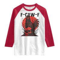 F Caw F Gothic Chicken Horror Raglan Shirt Creepy Skull Rooster Halloween Dark Humor - Wonder Print Shop