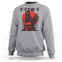 F Caw F Gothic Chicken Horror Sweatshirt Creepy Skull Rooster Halloween Dark Humor - Wonder Print Shop