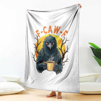 F Caw F Raven Coffee Throw Blanket Funny Halloween Sarcastic Gothic Bird with Attitude - Wonder Print Shop