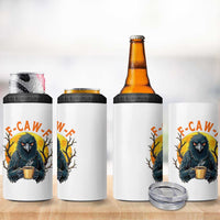 F Caw F Raven Coffee 4 in 1 Can Cooler Tumbler Funny Halloween Sarcastic Gothic Bird with Attitude - Wonder Print Shop