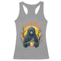 F Caw F Raven Coffee Racerback Tank Top Funny Halloween Sarcastic Gothic Bird with Attitude - Wonder Print Shop