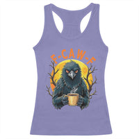 F Caw F Raven Coffee Racerback Tank Top Funny Halloween Sarcastic Gothic Bird with Attitude - Wonder Print Shop