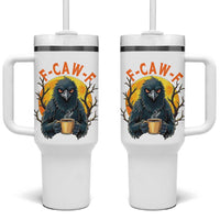 F Caw F Raven Coffee Tumbler With Handle Funny Halloween Sarcastic Gothic Bird with Attitude - Wonder Print Shop