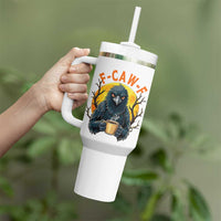 F Caw F Raven Coffee Tumbler With Handle Funny Halloween Sarcastic Gothic Bird with Attitude - Wonder Print Shop