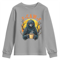 F Caw F Raven Coffee Youth Sweatshirt Funny Halloween Sarcastic Gothic Bird with Attitude - Wonder Print Shop