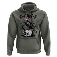 F Caw F Gothic Christmas Raven Hoodie With Skull Funny Dark Holiday Humor Spooky Season - Wonder Print Shop