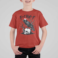 F Caw F Gothic Christmas Raven T Shirt For Kid With Skull Funny Dark Holiday Humor Spooky Season - Wonder Print Shop