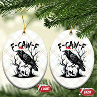 F Caw F Gothic Xmas Raven Ceramic Ornament With Skull Funny Dark Holiday Humor Spooky Season - Wonder Print Shop
