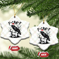 F Caw F Gothic Xmas Raven Ceramic Ornament With Skull Funny Dark Holiday Humor Spooky Season - Wonder Print Shop