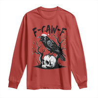 F Caw F Gothic Christmas Raven Long Sleeve Shirt With Skull Funny Dark Holiday Humor Spooky Season - Wonder Print Shop