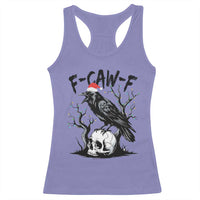 F Caw F Gothic Christmas Raven Racerback Tank Top With Skull Funny Dark Holiday Humor Spooky Season - Wonder Print Shop