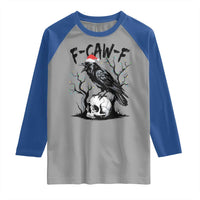 F Caw F Gothic Christmas Raven Raglan Shirt With Skull Funny Dark Holiday Humor Spooky Season - Wonder Print Shop