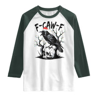 F Caw F Gothic Christmas Raven Raglan Shirt With Skull Funny Dark Holiday Humor Spooky Season - Wonder Print Shop