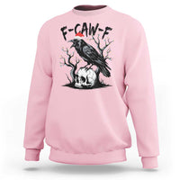 F Caw F Gothic Christmas Raven Sweatshirt With Skull Funny Dark Holiday Humor Spooky Season - Wonder Print Shop