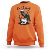 F Caw F Gothic Christmas Raven Sweatshirt With Skull Funny Dark Holiday Humor Spooky Season - Wonder Print Shop