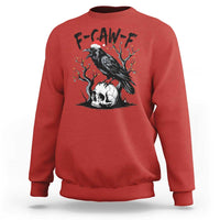 F Caw F Gothic Christmas Raven Sweatshirt With Skull Funny Dark Holiday Humor Spooky Season - Wonder Print Shop