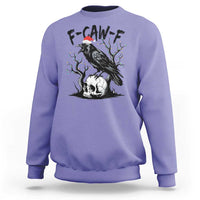 F Caw F Gothic Christmas Raven Sweatshirt With Skull Funny Dark Holiday Humor Spooky Season - Wonder Print Shop