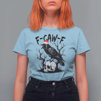 F Caw F Gothic Christmas Raven T Shirt For Women With Skull Funny Dark Holiday Humor Spooky Season - Wonder Print Shop