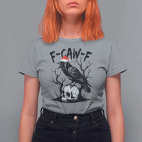 F Caw F Gothic Christmas Raven T Shirt For Women With Skull Funny Dark Holiday Humor Spooky Season - Wonder Print Shop