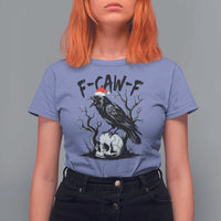 F Caw F Gothic Christmas Raven T Shirt For Women With Skull Funny Dark Holiday Humor Spooky Season - Wonder Print Shop
