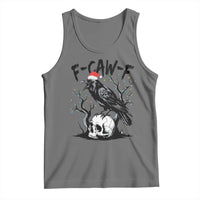 F Caw F Gothic Christmas Raven Tank Top With Skull Funny Dark Holiday Humor Spooky Season - Wonder Print Shop