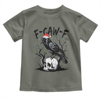 F Caw F Gothic Christmas Raven Toddler T Shirt With Skull Funny Dark Holiday Humor Spooky Season - Wonder Print Shop