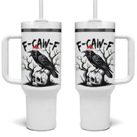 F Caw F Gothic Christmas Raven Tumbler With Handle With Skull Funny Dark Holiday Humor Spooky Season - Wonder Print Shop