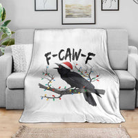 F Caw F Raven Christmas Throw Blanket Funny Dark Holiday Humor Spooky Season - Wonder Print Shop