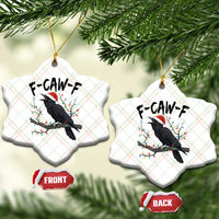 F Caw F Raven Xmas Ceramic Ornament Funny Dark Holiday Humor Spooky Season - Wonder Print Shop