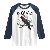 F Caw F Raven Christmas Raglan Shirt Funny Dark Holiday Humor Spooky Season - Wonder Print Shop