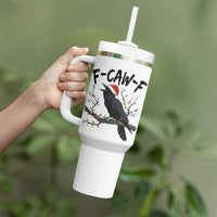 F Caw F Raven Christmas Tumbler With Handle Funny Dark Holiday Humor Spooky Season - Wonder Print Shop