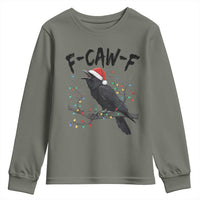 F Caw F Raven Christmas Youth Sweatshirt Funny Dark Holiday Humor Spooky Season - Wonder Print Shop