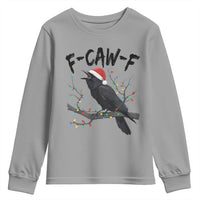 F Caw F Raven Christmas Youth Sweatshirt Funny Dark Holiday Humor Spooky Season - Wonder Print Shop