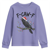 F Caw F Raven Christmas Youth Sweatshirt Funny Dark Holiday Humor Spooky Season - Wonder Print Shop