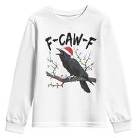 F Caw F Raven Christmas Youth Sweatshirt Funny Dark Holiday Humor Spooky Season - Wonder Print Shop