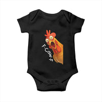 Funny F Caw F Surprise Chicken Meme Baby Onesie Hilarious Shocked Bird Graphic for Comedy Lovers - Wonder Print Shop