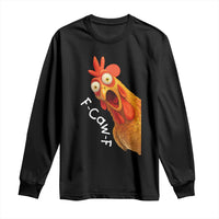 Funny F Caw F Surprise Chicken Meme Long Sleeve Shirt Hilarious Shocked Bird Graphic for Comedy Lovers - Wonder Print Shop