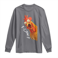 Funny F Caw F Surprise Chicken Meme Long Sleeve Shirt Hilarious Shocked Bird Graphic for Comedy Lovers - Wonder Print Shop