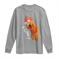 Funny F Caw F Surprise Chicken Meme Long Sleeve Shirt Hilarious Shocked Bird Graphic for Comedy Lovers - Wonder Print Shop
