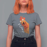 Funny F Caw F Surprise Chicken Meme T Shirt For Women Hilarious Shocked Bird Graphic for Comedy Lovers - Wonder Print Shop