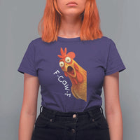 Funny F Caw F Surprise Chicken Meme T Shirt For Women Hilarious Shocked Bird Graphic for Comedy Lovers - Wonder Print Shop