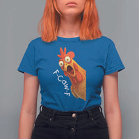Funny F Caw F Surprise Chicken Meme T Shirt For Women Hilarious Shocked Bird Graphic for Comedy Lovers - Wonder Print Shop