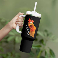 Funny F Caw F Surprise Chicken Meme Tumbler With Handle Hilarious Shocked Bird Graphic for Comedy Lovers - Wonder Print Shop
