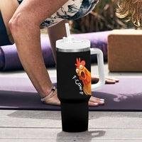 Funny F Caw F Surprise Chicken Meme Tumbler With Handle Hilarious Shocked Bird Graphic for Comedy Lovers - Wonder Print Shop
