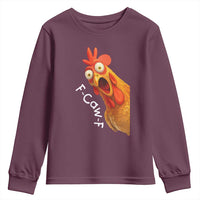 Funny F Caw F Surprise Chicken Meme Youth Sweatshirt Hilarious Shocked Bird Graphic for Comedy Lovers - Wonder Print Shop