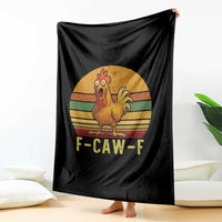 F Caw F Retro Chicken Meme Throw Blanket Vintage Sunset Poultry Graphic Loud Bird Energy - Wonder Print Shop